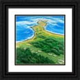 thumbnail image 1 of Atelier B Art Studio 26x26 Black Ornate Wood Framed with Double Matting Museum Art Print Titled - Island Overhead View with Waves, 1 of 4