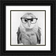 thumbnail image 1 of Atelier B Art Studio 26x26 Black Ornate Wood Framed with Double Matting Museum Art Print Titled - Realistic Barn Owl with Glasses, 1 of 4
