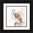 thumbnail image 1 of Atelier B Art Studio 26x26 Black Ornate Wood Framed with Double Matting Museum Art Print Titled - Snow Owl on a Log, 1 of 4