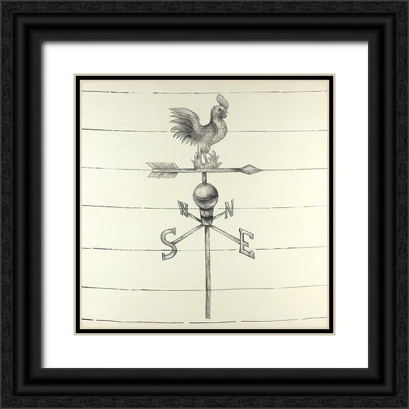 Atelier B Art Studio 26x26 Black Ornate Wood Framed with Double Matting Museum Art Print Titled - Vintage Weathervane