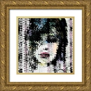 Atelier B Art Studio 26x26 Gold Ornate Wood Framed with Double Matting Museum Art Print Titled - Abstract Colorful Woman Face made from Dots