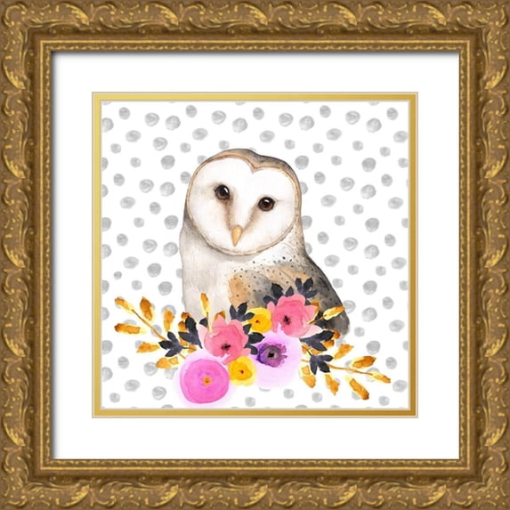 Atelier B Art Studio 26x26 Gold Ornate Wood Framed with Double Matting Museum Art Print Titled - BEAUTIFUL OWL