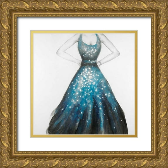 Atelier B Art Studio 26x26 Gold Ornate Wood Framed with Double Matting Museum Art Print Titled - Blue Princess Dress