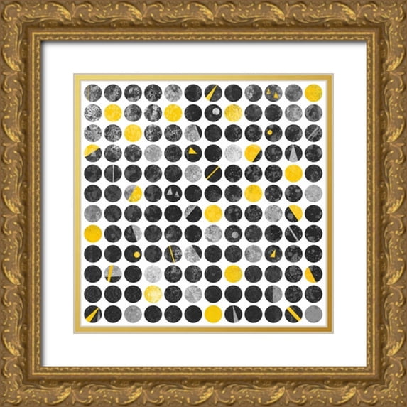 Atelier B Art Studio 26x26 Gold Ornate Wood Framed with Double Matting Museum Art Print Titled - Circles Grunge
