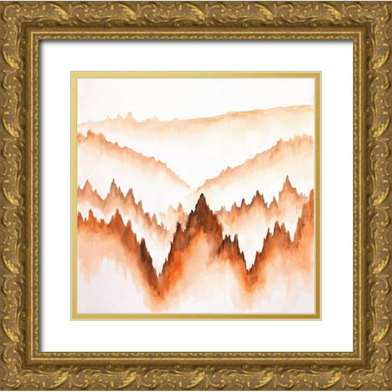 Atelier B Art Studio 26x26 Gold Ornate Wood Framed with Double Matting Museum Art Print Titled - Distant Mountains and Trees