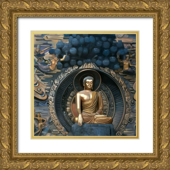 Atelier B Art Studio 26x26 Gold Ornate Wood Framed with Double Matting Museum Art Print Titled - GRAND BUDDHA AT LINGSHAN SCENIC AREA IN CHINA