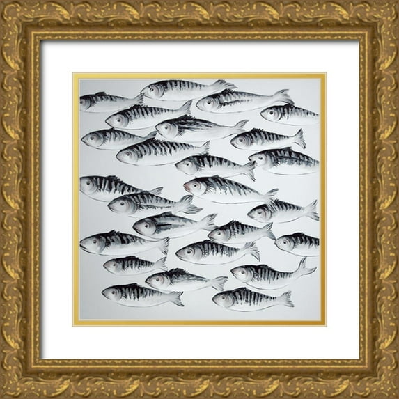 Atelier B Art Studio 26x26 Gold Ornate Wood Framed with Double Matting Museum Art Print Titled - GRAY SCHOOL OF FISH