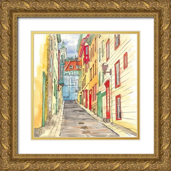 Atelier B Art Studio 26x26 Gold Ornate Wood Framed with Double Matting Museum Art Print Titled - LANE IN LE PETIT CHAMPLAIN