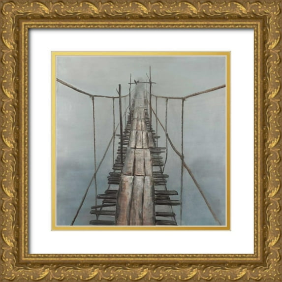 Atelier B Art Studio 26x26 Gold Ornate Wood Framed with Double Matting Museum Art Print Titled - Old Abandoned Bridge