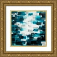 thumbnail image 1 of Atelier B Art Studio 26x26 Gold Ornate Wood Framed with Double Matting Museum Art Print Titled - TURQUOISE AND GRAY SQUARES, 1 of 4