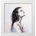 thumbnail image 1 of Atelier B Art Studio 26x27 White Modern Wood Framed Museum Art Print Titled - Watercolor Beautiful Woman with Raven Hair, 1 of 4