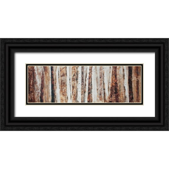 Atelier B Art Studio 32x13 Black Ornate Wood Framed with Double Matting Museum Art Print Titled - TREES OF AN ASBTRACT FOREST