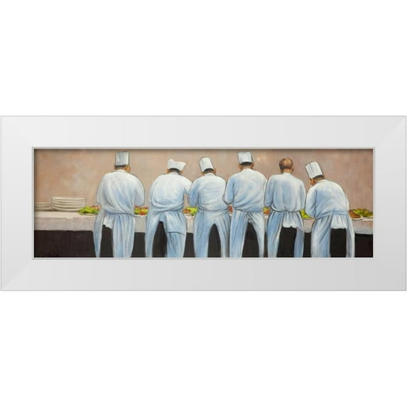 Atelier B Art Studio 32x13 White Modern Wood Framed Museum Art Print Titled - Cooks Chefts Working Together