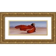 thumbnail image 1 of Atelier B Art Studio 32x14 Gold Ornate Wood Framed with Double Matting Museum Art Print Titled - Woman Long Red Dress in the Desert, 1 of 4