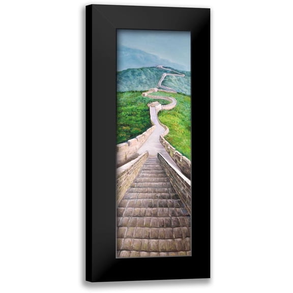 Atelier B Art Studio 7x14 Black Modern Framed Museum Art Print Titled - Great Wall of Mutianyu