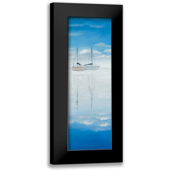 Atelier B Art Studio 7x14 Black Modern Framed Museum Art Print Titled - Two Sailboats on the Quiet Lake
