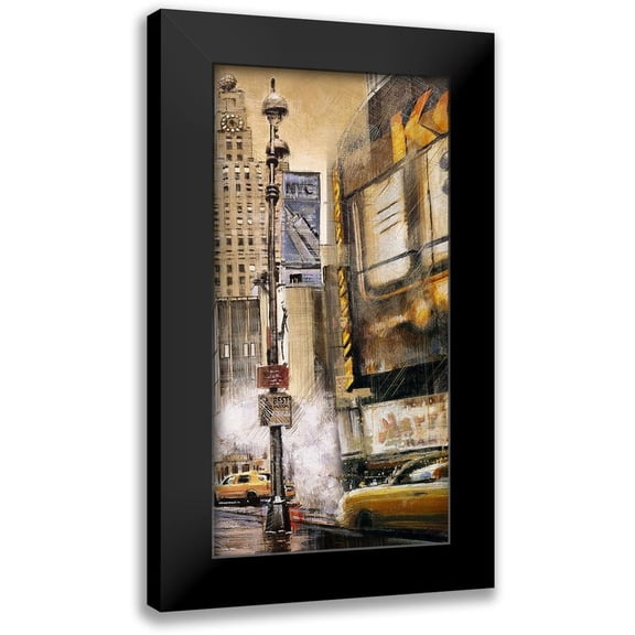 Atelier B Art Studio 9x14 Black Modern Framed Museum Art Print Titled - BIG CITY STREET BY A CLOUDY DAY