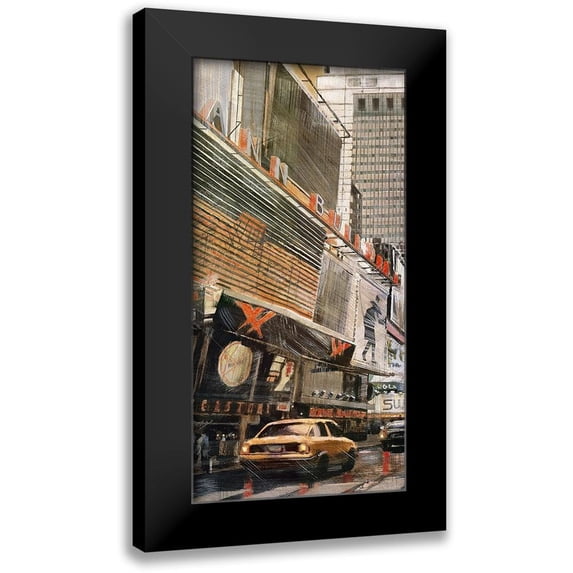 Atelier B Art Studio 9x14 Black Modern Framed Museum Art Print Titled - STREET VIEW WITH YELLOW TAXI