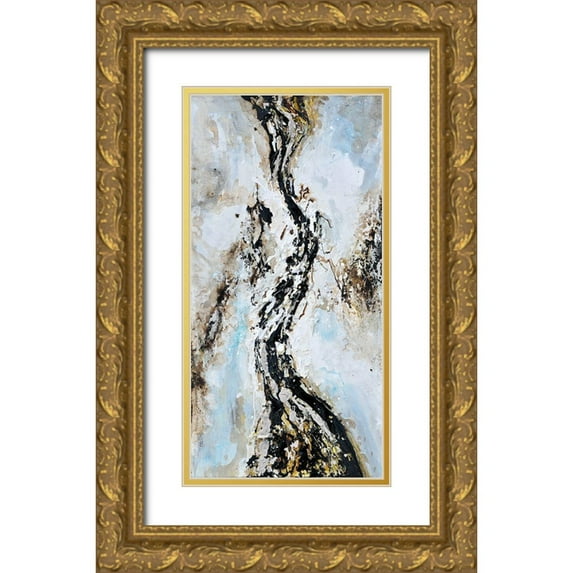 Atelier B Art Studio 9x14 Gold Ornate Wood Framed with Double Matting Museum Art Print Titled - ABSTRACT AND TEXTURIZED PAINT SPLASH