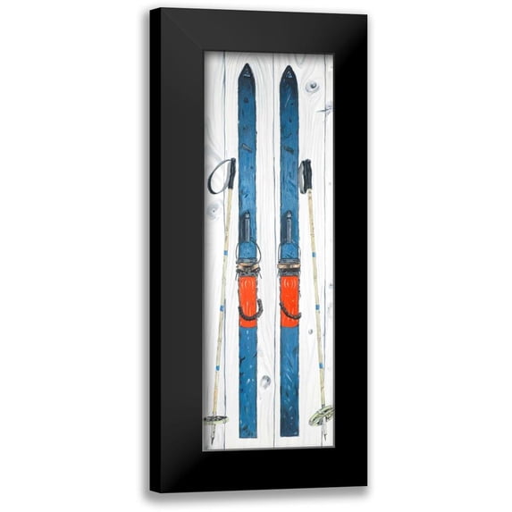 Atelier B Art Studio 9x18 Black Modern Framed Museum Art Print Titled - Vintage Blue Ski