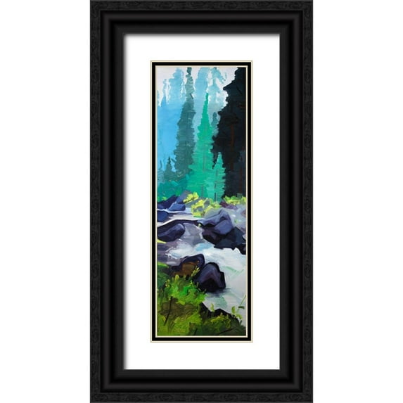 Atelier B Art Studio 9x18 Black Ornate Wood Framed with Double Matting Museum Art Print Titled - BEAUTIFUL WATERFALL