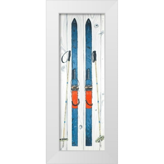 Atelier B Art Studio 9x18 White Modern Wood Framed Museum Art Print Titled - Vintage Blue Ski