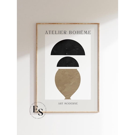 Atelier Boheme Print, Modern Wall Print, Bohemain Wall Art, Boho Neutral Modern Wall Art, Neutral Aesthetic Print Wall Art, Modern Wall Decor, 24x36 UNFRAMED