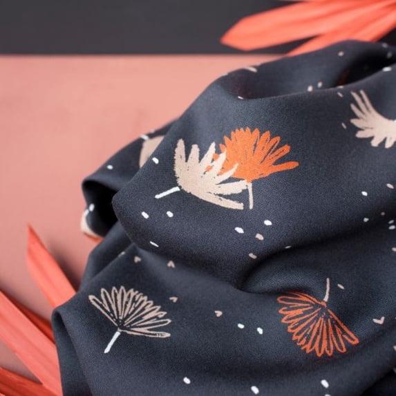 Atelier Brunette Palmetto Viscose Challis Fabric Night - per yard