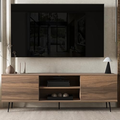Atelier Mobili Ares TV Stand, Mid Century Modern for 55/60/65/75 inch TV, Media Console Entertainment Center with Storage Cabinets & Adjustable Shelf, Handleless Wood TV Cabinet$$Furniture