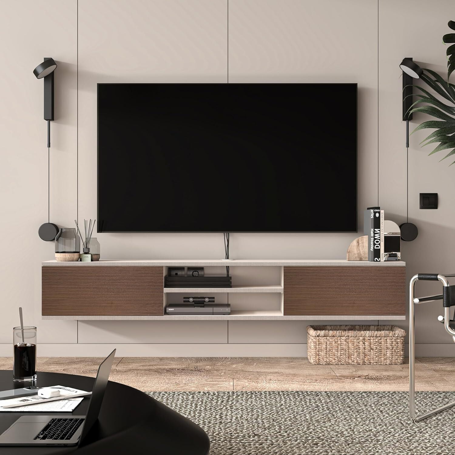 Atelier Mobili Floating TV Stand 70 Inch, Wall Mounted