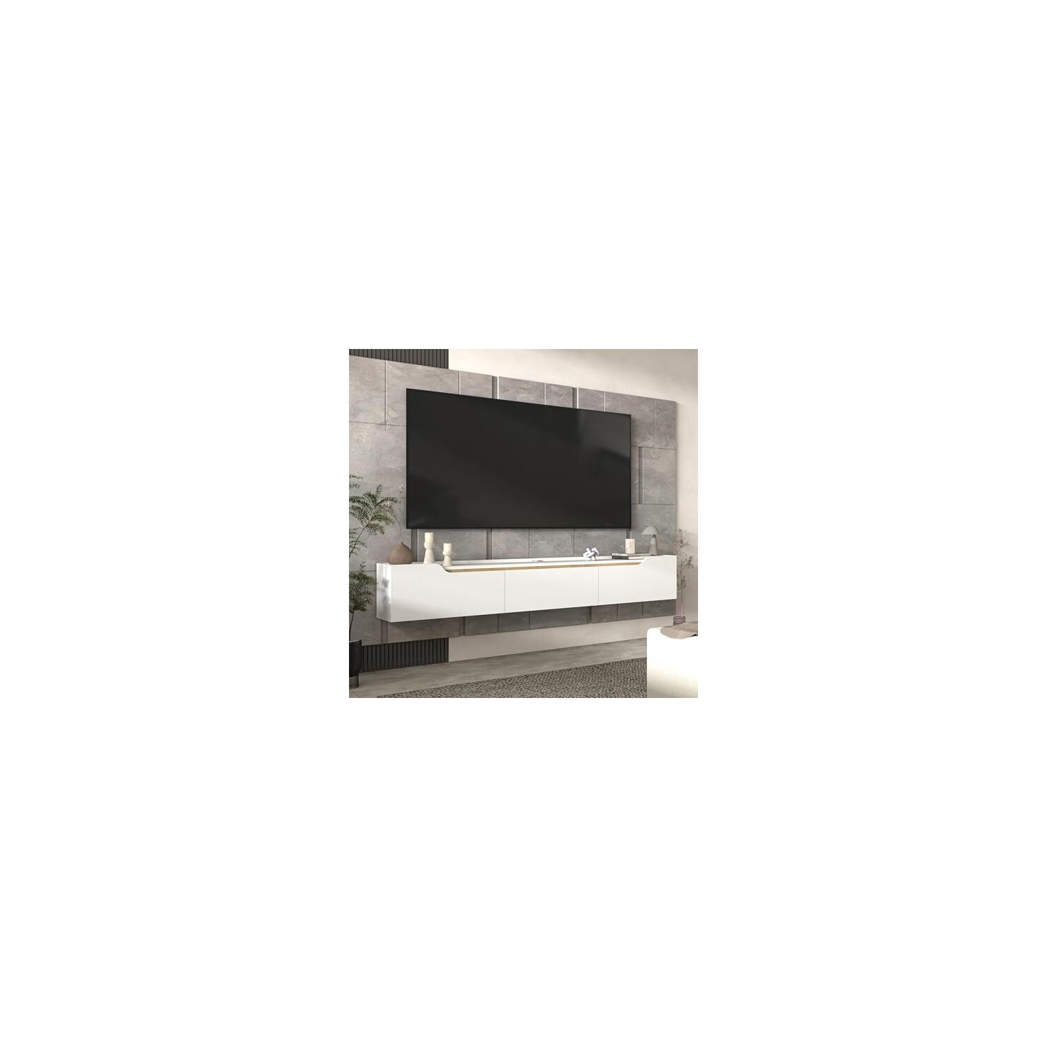 Atelier Mobili Floating TV Stand for Up to 80 Inch TVs - Wall Mounted ...