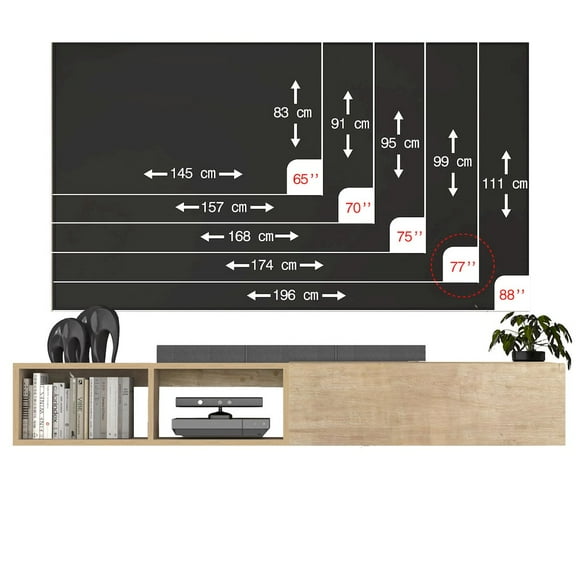 Atelier Mobili Floating TV Stand & Floating Entertainment Center (71 Inch, 1 Door 2 Shelves)