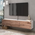 thumbnail image 1 of Atelier Mobili Floating TV Stand, TV Stand up to 75 inch TV, Floating TV Stand Wall Mounted, Floating Entertainment Center, TV Stands for Living Room-Color:Glossy White & Country Oak, 1 of 6