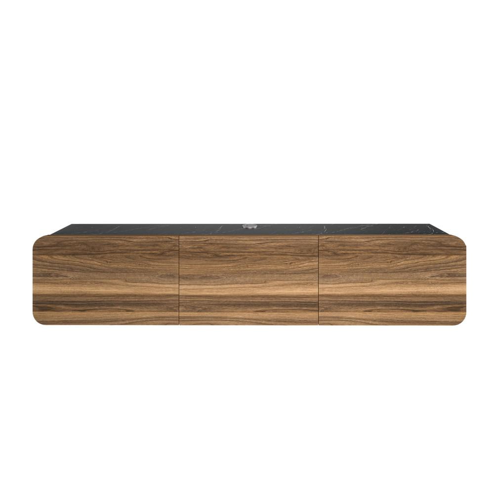 Atelier Mobili Walnut and Black Floating TV Stand for 80 inch TV
