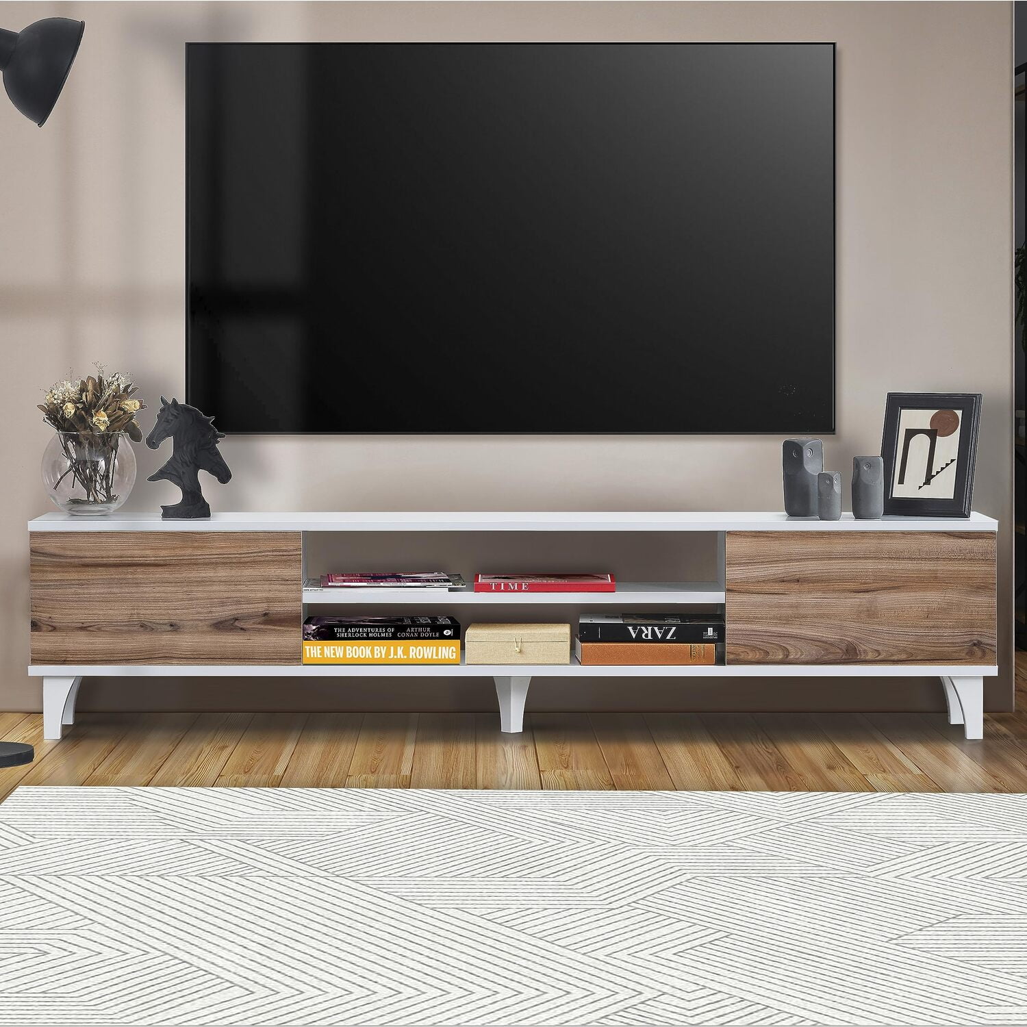 Atelier Mobili Mid Century Modern Farmhouse TV Stand Entertainment