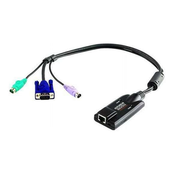 Aten KVM Adapter Cable-TAA Compliant - RJ-45 Female Network, mini-DIN (PS/2) Male Mouse, mini-DIN (PS/2) Male Keyboard, HD-15 Male VGA