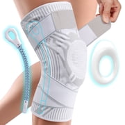Atercel Adjustable Knee Brace with Stabilizers for Knee Pain - Anti-Slip Fit,1PC White L