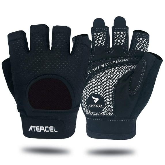 Atercel Workout Gloves for Men Women Gym Weight Lifting Gloves With Full Palm Protection Black,M