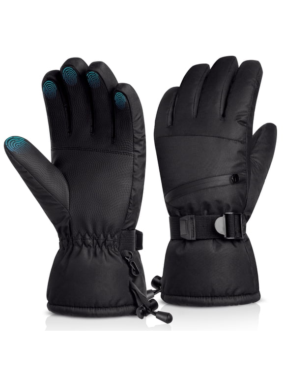 Ski Gloves Touch Screen Waterproof Insulation for Men and Women(Black,M)