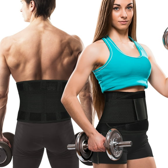 Atercel Waist Trainer Lumbar Support Belt with 4 PVC Supports & Adjustable Fit（Black M)