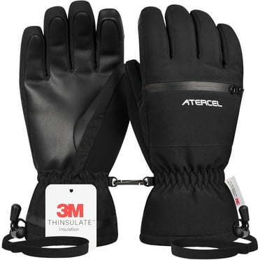 Atercel Waterproof Winter Ski Gloves,Warm 3M Thinsulate Gloves,Touchscreen,Ideal for Men and Women(Black,M)