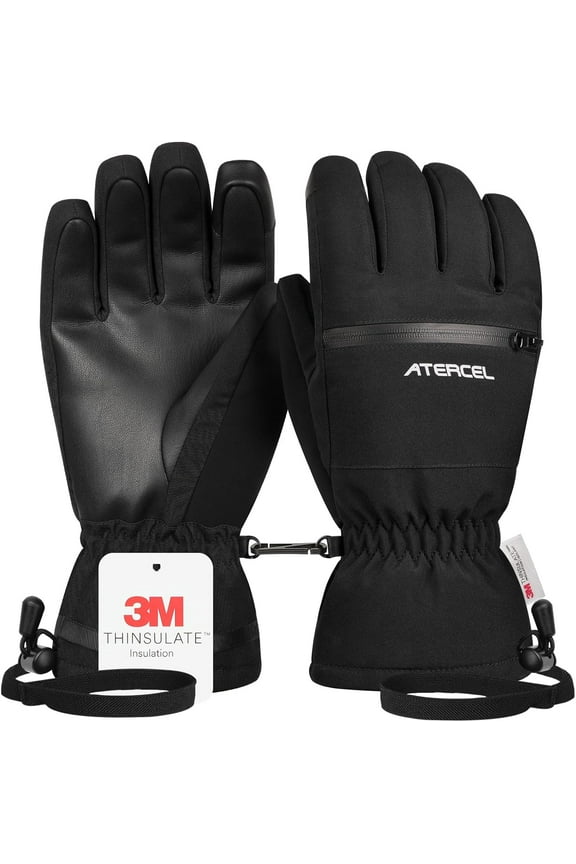 Waterproof Winter Ski Gloves,Warm 3M Thinsulate Gloves,Touchscreen,Ideal for Men and Women(Black,S)