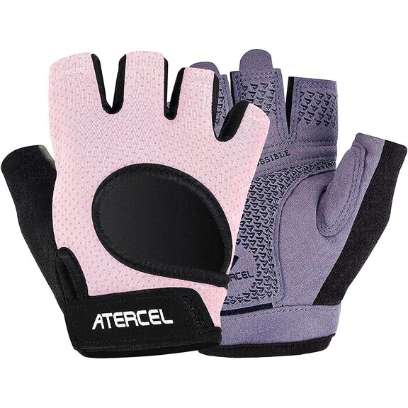 Atercel Workout Gloves for Men Women Gym Weight Lifting Gloves With Full Palm Protection(Pink,L)