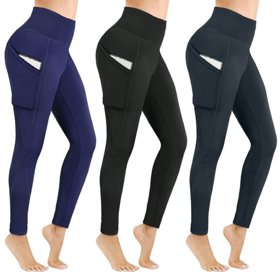 ATERCEL Women's Yoga Pants High Waist Compression Running Leggings with Pockets, Moisture-wicking, 3 Pack