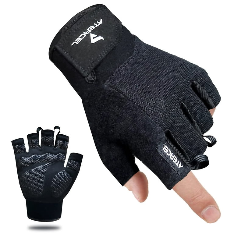 Atercel Workout Gloves for Men Women Gym Weight Lifting Gloves with Hooks Black XL