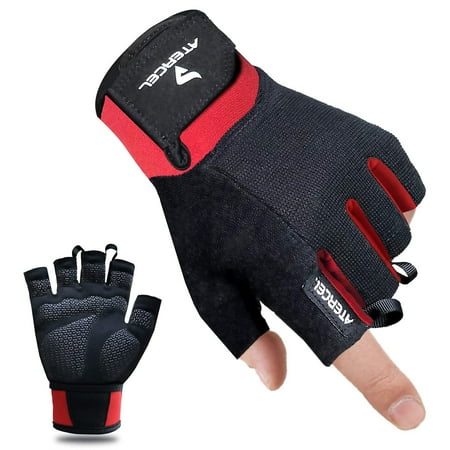 Atercel Workout Gloves for Men Women Gym Weight Lifting Gloves With Hooks Red S