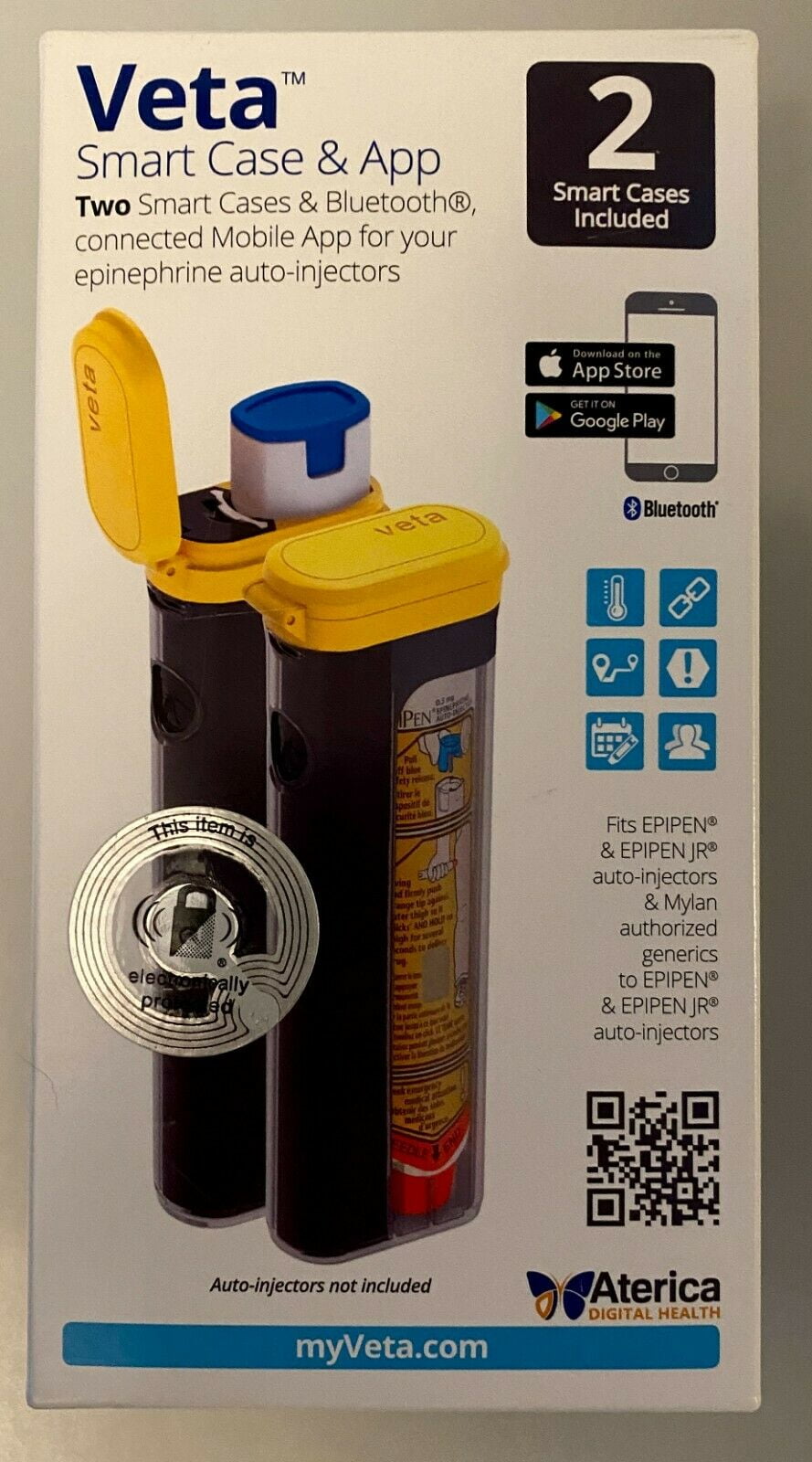 Aterica Veta Smart Case لـ EpiPen & EpiPen Jr.، Clear، 2 Count