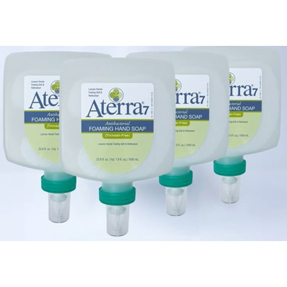 Aterra7 Antibacterial Triclosan Free Foam Hand Soap 4 pack 1000ml Eco-Flex Refill Cartridge