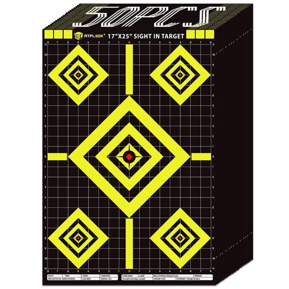 Atflbox Sight in Shooting Range Paper Target, 17X25 Inch High Visibility Target Paper for Indoor and Outdoor Shooting Practice, Suitable for Handgun, Pistol, Rifle, Airgun, Pellet BB Gun
