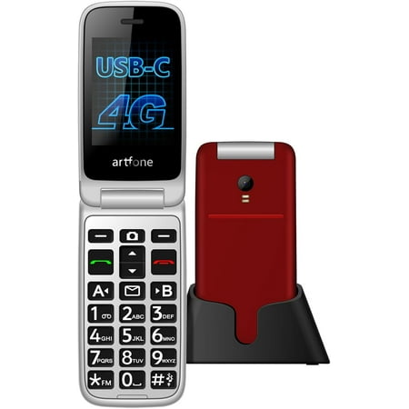 Atfone Flagship Store 4G Volte Flip Phone Unlocked for Seniors, Elderly Mobile Phone with Big Buttons, Time Reporting, SOS Button, G3 Red